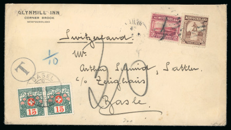 Stamp of Canada » Newfoundland 1924-29 Two covers from Newfoundland to Switzerland, with postage dues applied on arrival,