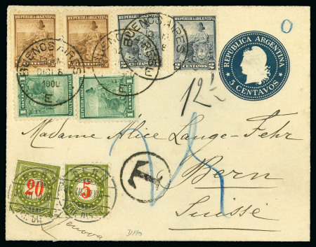 Stamp of Argentina 1900-38 Cover lot of 34 postage due items to Switzerland from Argentina, a selection of illustrated stationery 