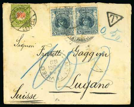 Stamp of Uruguay 1902-30 Postage due lot of nine covers, all originating from Uruguay sent to Switzerland