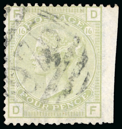 Stamp of Cyprus » British Post Offices 1878-80 4d sage-green pl. 16 DF, cancelled by the "975" Limassol, rare usage