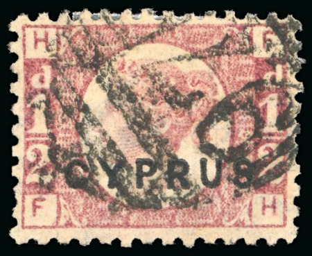 Stamp of Cyprus » Overprinted Stamps of Great Britain 1880 1/2d rosy pl. 19, overprint type 1, used with "975" Limassol,
