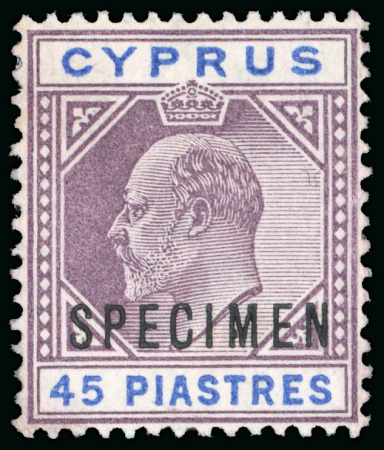 Stamp of Cyprus » King Edward VII Issues 1902-04 45pi dull purple and ultramarine, overprinted Specimen, mint n.h.,