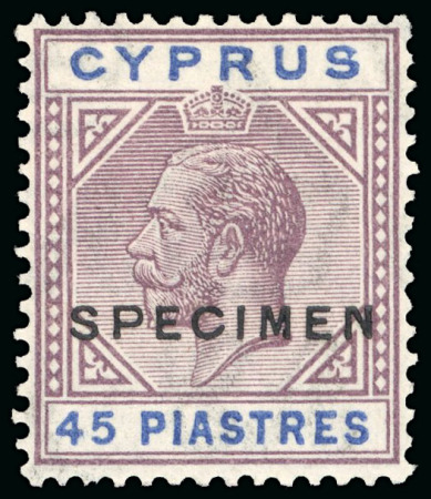 Stamp of Cyprus » King George V Issues 1921-23 45pi dull purple and ultramarine, overprinted Specimen, mint,