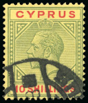 Stamp of Cyprus » King George V Issues 1921-23 10s green and red, used, fresh colour, fine used example.