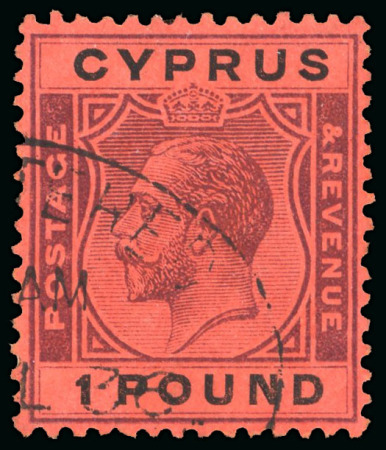 Stamp of Cyprus » King George V Issues 1924-28 £1 purple and black, very fine used of this scarce stamp