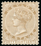 Stamp of Ceylon 1883 48c pale-brown, wmk crown CA, "Trial Perforation 12" two known examples exist