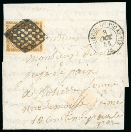 Stamp of France » Type Cérès de 1849-1850 1851, Lettre de petit format pour un juge de paix en