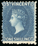 Stamp of St. Vincent 1869 1s indigo, no wmk, perf 11 to 12 1/2, mint, superb colour, nicely positioned, original gum, 