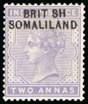 Stamp of Somaliland Protectorate 1903 2a pale-violet, overprint error "BRIT SH", mint, super colour, nicely centred, original gum,