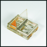 Stamp of Stamp Boxes 1908 Silver & glass stamp box and damping well, with hinged lid and double stamp compartment