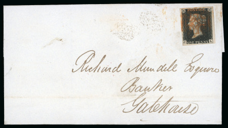 Stamp of Great Britain » 1840 1d Black and 1d Red plates 1a to 11 1840 (Dec 18) Cover to Gatehouse franked 1d intense black CL, four margins,  Scottish small centred Maltese Cross