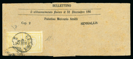 Stamp of Italy » Regno d'Italia 1861-62, giornale e fascetta affrancati con emissioni di Sardegna e Regno "cifra in rilievo"