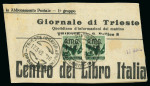 Stamp of Italy » Foreign Occupations of Italian Territories or Under Italian Sovereignty » Allied Military Government - Trieste 1949, giornale e fascetta per giornali per città con francobolli soprastampati