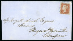 Stamp of Great Britain » 1841 1d Red 1852 (June 14) Cover sent to Glasgow, franked with a 1d reds pl. 126, four margins, tied by a blue "AYR" cds,