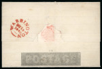 Stamp of Great Britain » 1840 Mulreadys & Caricatures 1840 (May 13) 1d black Mulready lettersheet, stereo A2, sent to Wigan, cancelled by a very fine Warrington red Maltese Cross