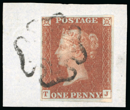 Stamp of Great Britain » 1841 1d Red 1841 1d red pl. 31 TJ, four margins, tied to piece by the Hollymount void centred black Maltese Cross