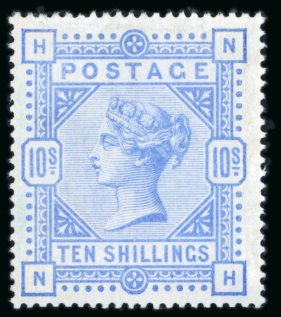 Stamp of Great Britain » 1855-1900 Surface Printed » 1883-84 & 1888 High Values 1884 10s ultramarine on blued paper, mint, very fresh colour, well positioned, extraordinarily rare 