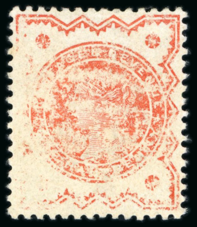 Stamp of Great Britain » 1855-1900 Surface Printed » 1887-1900 Jubilee Issue & 1891 £1 Green 1887 1/2d vermilion, printed on gummed side, wmk inverted, mint, partial albino printing