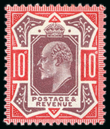 Stamp of Great Britain » King Edward VII » 1911-13 Somerset House Issues 1913 10d dull reddish-purple and aniline pink, mint, hinge remains, fresh stamp 