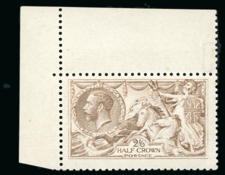 Stamp of Great Britain » King George V » 1913-19 Seahorse Issues 1915 2s 6d very pale brown, seahorse, mint, corner marginal n.h., attractive example in an unlisted shade