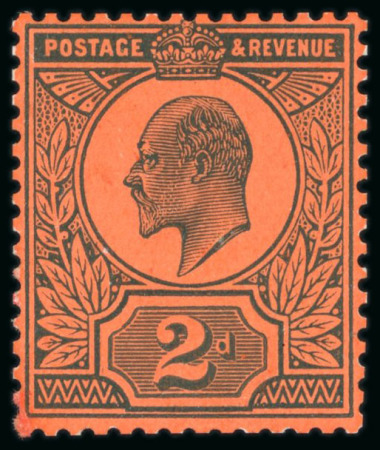 Stamp of Great Britain » King Edward VII » 1902-10 De La Rue Issues 1909 2d black on pink colour trial for Inland Revenue, large part gum, 