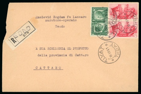 Stamp of Italy » Italian Occupations WWII » Dalmazia (Dalmatia) Province of Cattaro: 1941 Five registered covers bearing  "Fratellanza d'Armi" values