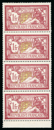 Stamp of France » Émissions à partir de 1900 1900, Bande de 4 timbres Y&T n°121 Merson 1 franc
