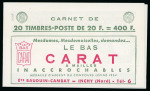 Stamp of France » Carnets 1957, Marianne de Muller 20 francs bleu, carnet publicitaire