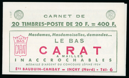 Stamp of France » Carnets 1957, Marianne de Muller 20 francs bleu, carnet publicitaire