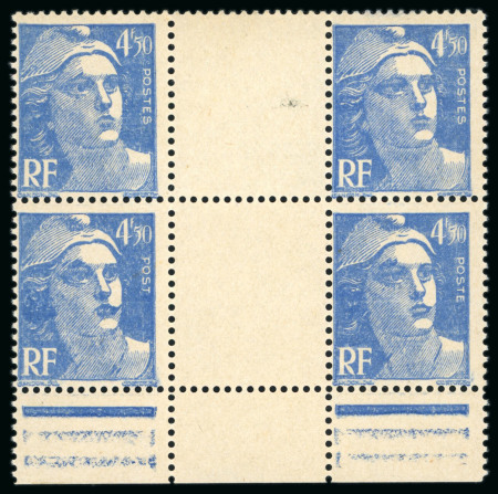 Stamp of France » Émissions à partir de 1900 1947, Marianne de Gandon, Y&T n°718A, bloc de 4 **