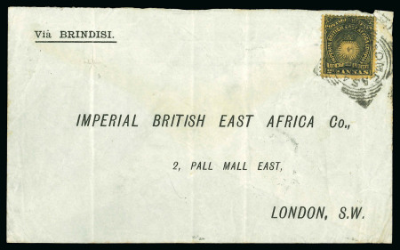 Stamp of Kenya, Uganda and Tanganyika » British East Africa 1893 (Aug 27) Envelope from the British East Africa Co. to their HQ in London, with 1890-95 2 1/2a