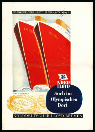 Stamp of Olympics » 1936 Berlin » Other Memorabilia Collection of cruise ship dinner menus and programmes on sailings to the Olympics from June-August 1936