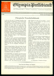 Stamp of Olympics » 1936 Berlin » Documents, Programmes, Tickets, etc. "Olympia-Pressedienst" Organising Committee newsletters, nos.27-33 followed by nos.1-5 for the Art competition privately bound in a HB cover.