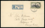 Stamp of Falkland Islands 1933 (June 1) Registered cover sent to Buenos Aires, Argentina, franked with centenary 1s black and olive green, 