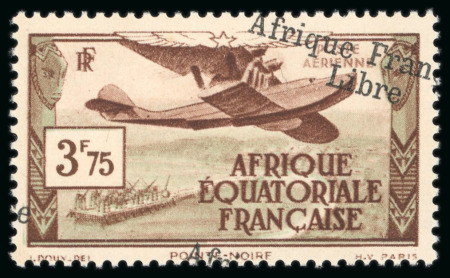 Stamp of Colonies françaises » Afrique Équatoriale 1940-41, Timbre Y&T PA 16 avec variété de surcharge