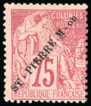 Stamp of Colonies françaises » St. Pierre et Miquelon 1891, Série Tillard 1891-1 à 18 / Y&T n°18 à 30,
