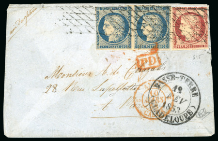 Stamp of France » Type Cérès de 1849-1850 1853, Enveloppe au départ de Basse-Terre (Guadeloupe)