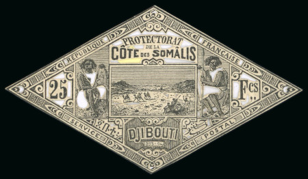 Stamp of Colonies françaises » Côtes des Somalis 1894-1900, Essai en noir Y&T n°20 25 francs, les essais