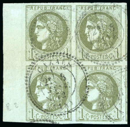 Stamp of France » Emission de Bordeaux 1870 1870, Bloc de 4 bord de feuille Y&T n°39B Émission
