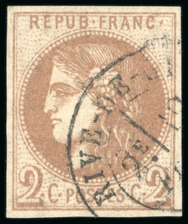Stamp of France » Emission de Bordeaux 1870 1870, Émission de Bordeaux Y&T n°40A 2 centimes chocolat