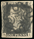 Stamp of Great Britain » 1840 1d Black and 1d Red plates 1a to 11 1840 1d. black, a superb used set of the twelve plates