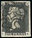 Stamp of Great Britain » 1840 1d Black and 1d Red plates 1a to 11 1840 1d. black, a superb used set of the twelve plates