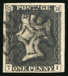 Stamp of Great Britain » 1840 1d Black and 1d Red plates 1a to 11 1840 1d. black, a superb used set of the twelve plates