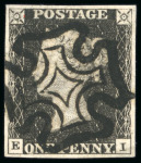 Stamp of Great Britain » 1840 1d Black and 1d Red plates 1a to 11 1840 1d. black, a superb used set of the twelve plates