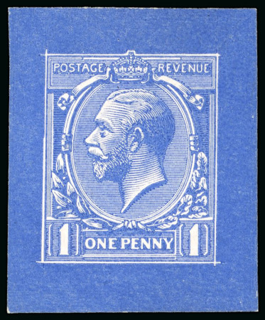 Stamp of Great Britain » King George V » 1912-24 Profile Head Issues 1912 1d die proof (stage 5) in blue on thin glazed card