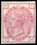 Stamp of Great Britain » 1855-1900 Surface Printed » 1873-80 Large Coloured Corner Letters 1873 3d rose pl.12 TH imperforate imprimatur