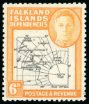 Stamp of Falkland Islands » Collections 1946 Selection of George VI thick and thin maps issue with varieties, including Poke instead of pole and missing I