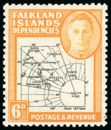 Stamp of Falkland Islands » Collections 1946 Selection of George VI thick and thin maps issue with varieties, including Poke instead of pole and missing I
