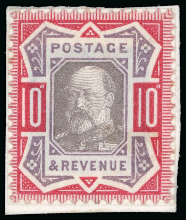 Stamp of Great Britain » King Edward VII 1901 10d composite "paste-up" essay of the Victorian "Jubilee" 10d, with a lithographed quarter portrait of King Edward VII inserted