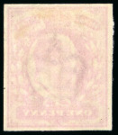 Stamp of Great Britain » King Edward VII » 1902-10 De La Rue Issues 1906 1d. carmine-rose imperf. colour trial on crown